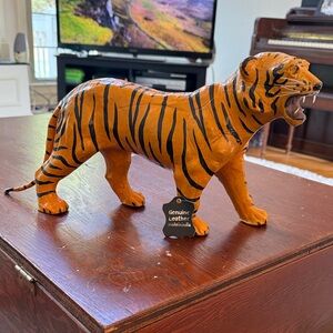 Handcrafted Leather Tiger Figurine
